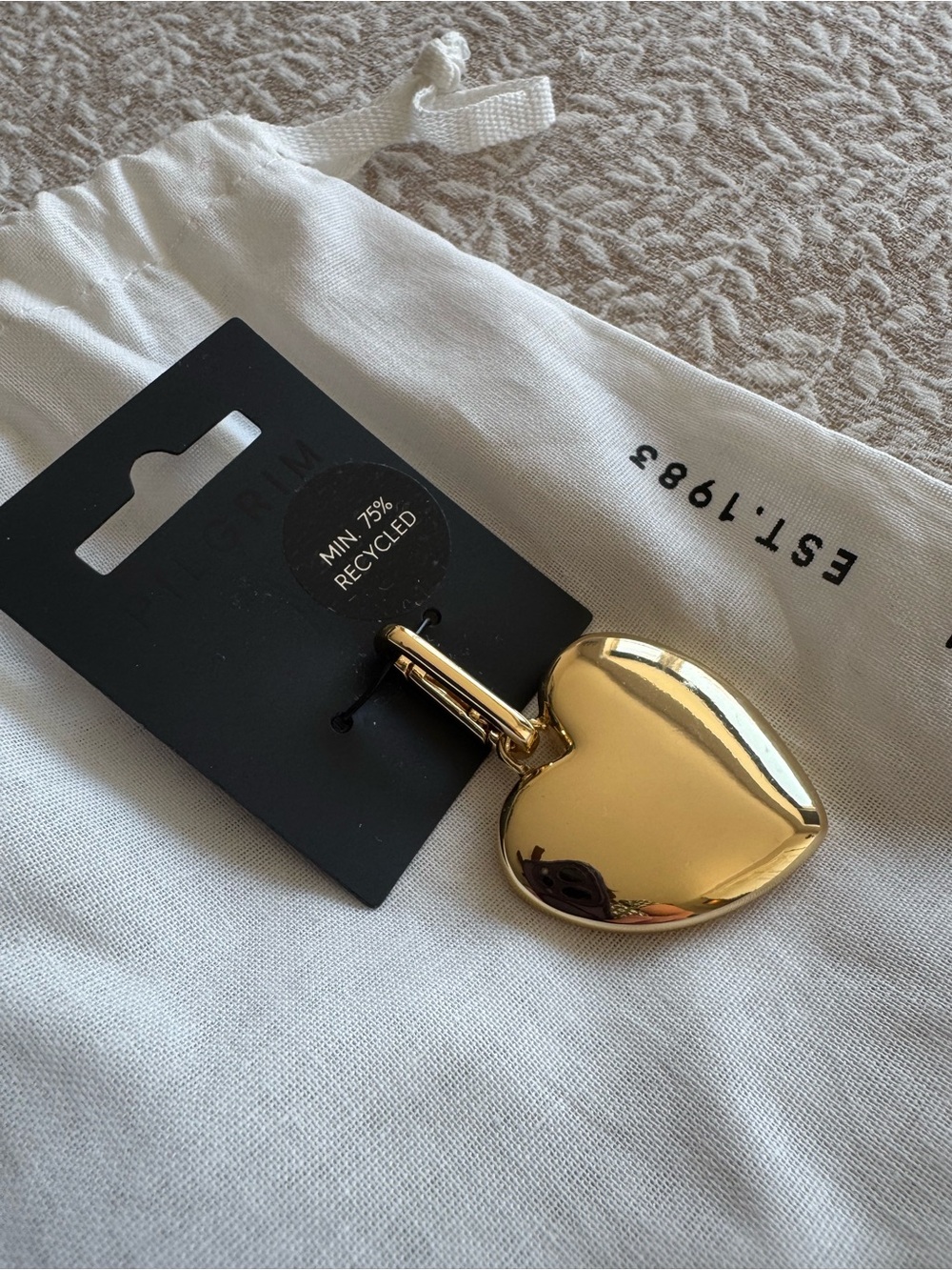 Pilgrim Gold Heart Charm/Pendant